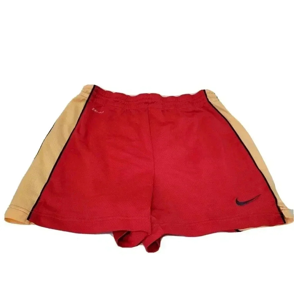 Nike Shorts Boys Small Dri-Fit Training Drawstring Red Yellow
